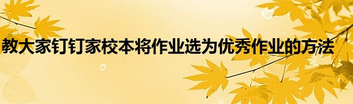 教大家钉钉家校本将作业选为优秀作业的方法